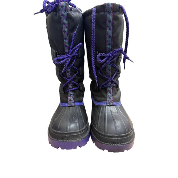 VTG Arctic Cat Womens 7 Snowmobile Boots Black & Purple-Insulated Good Condition - Picture 4 of 7